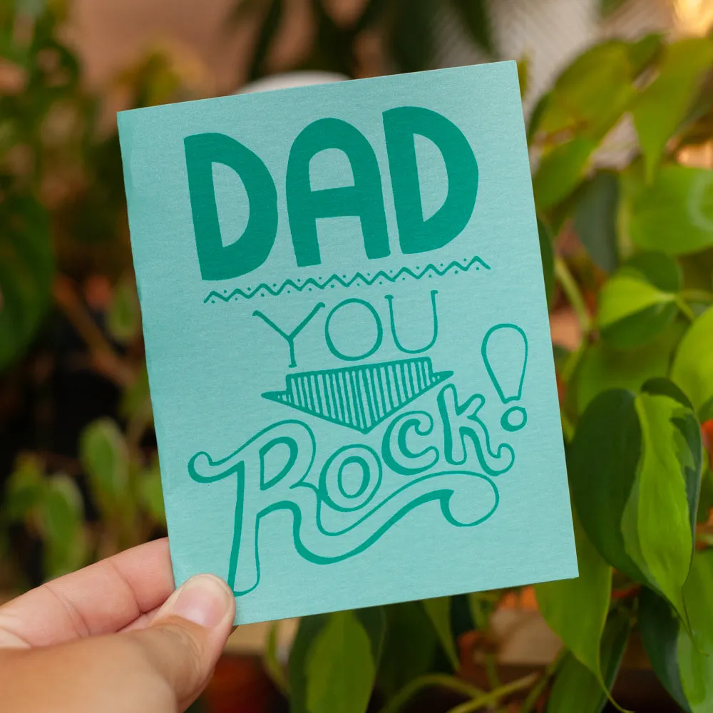 simple father's day card, dad you rock, greeting card for father's day, modern father's day card