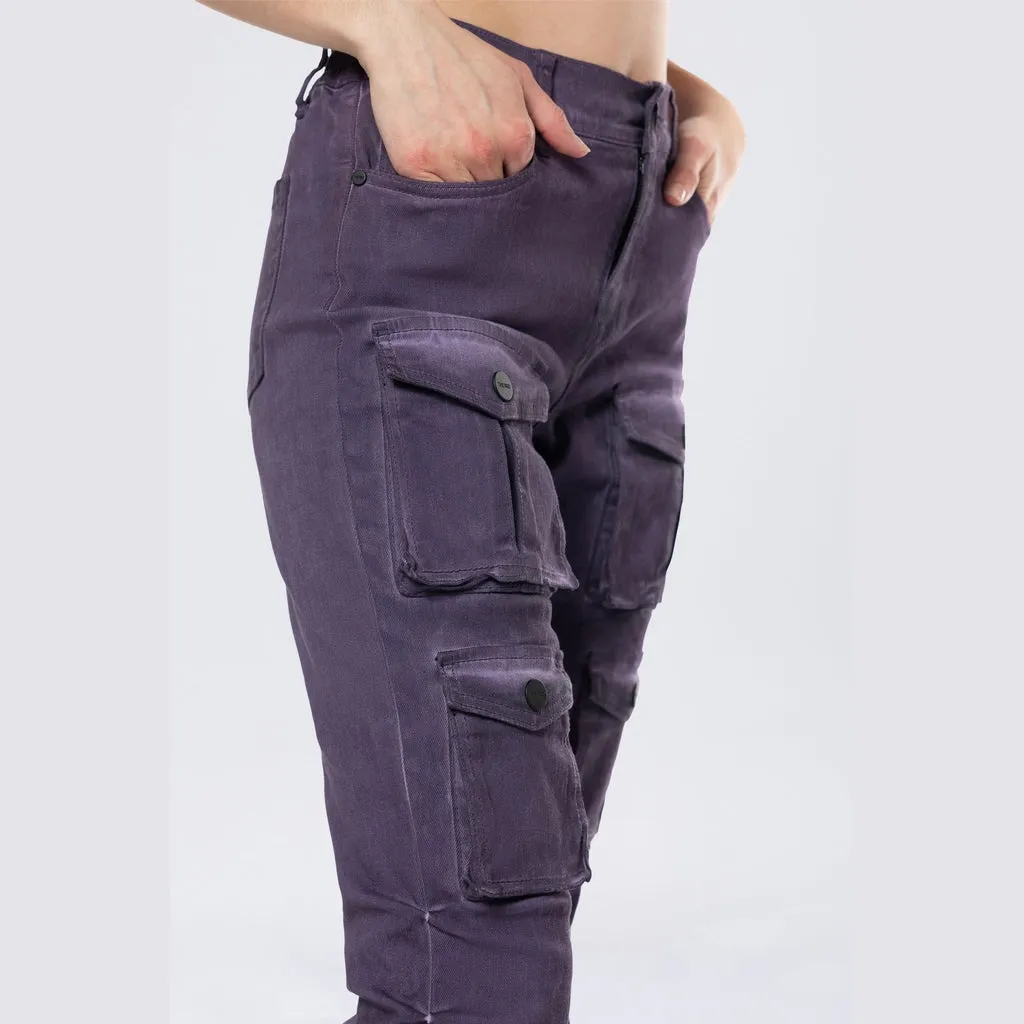 Stacked Pigment Dyed Twill Pants - Purple