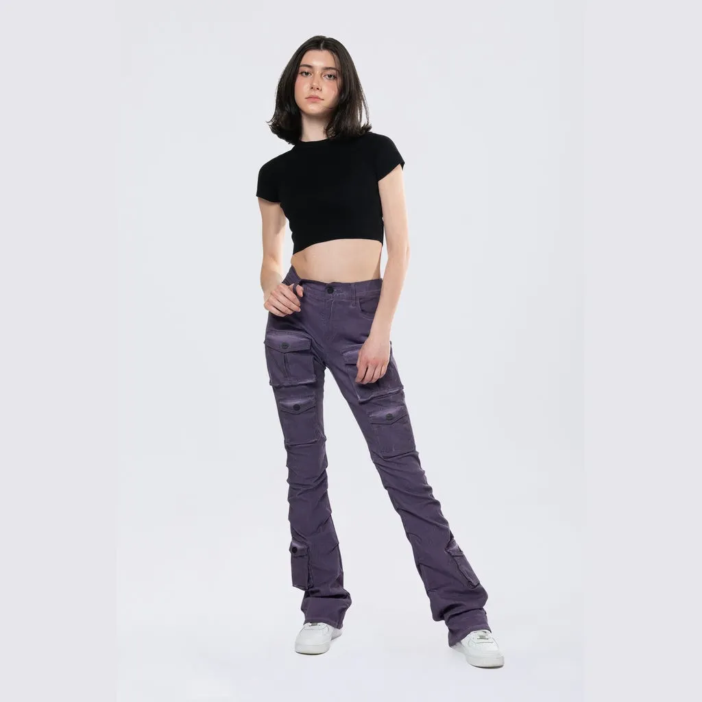 Stacked Pigment Dyed Twill Pants - Purple