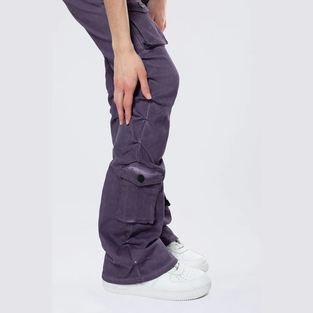 Stacked Pigment Dyed Twill Pants - Purple