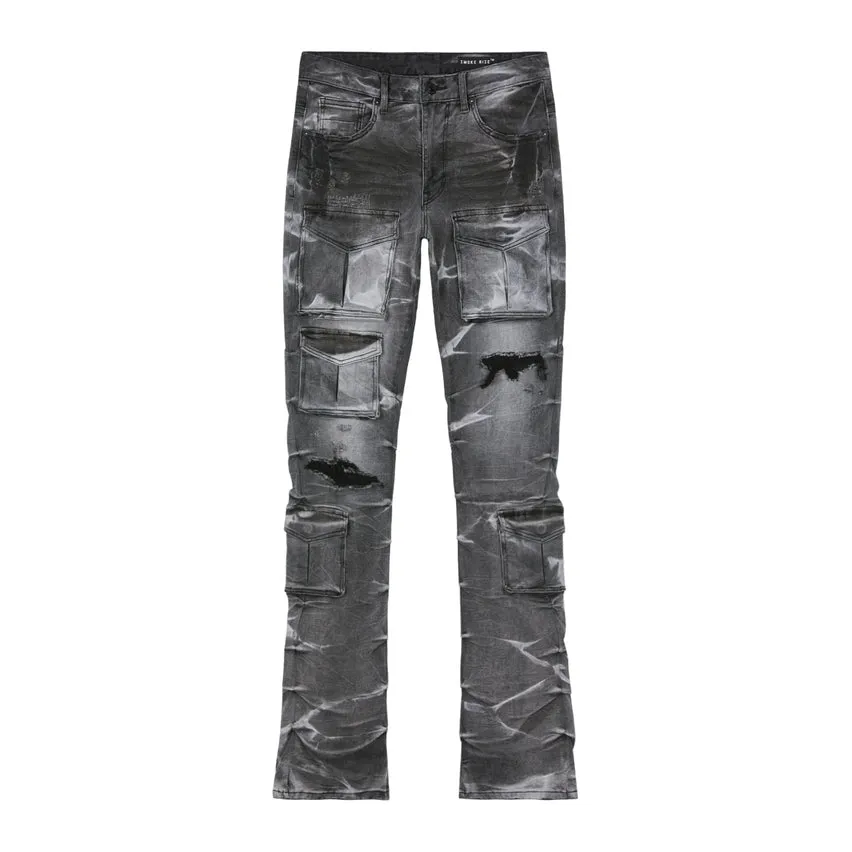 Stacked Utility Denim Jeans - Pluto Grey