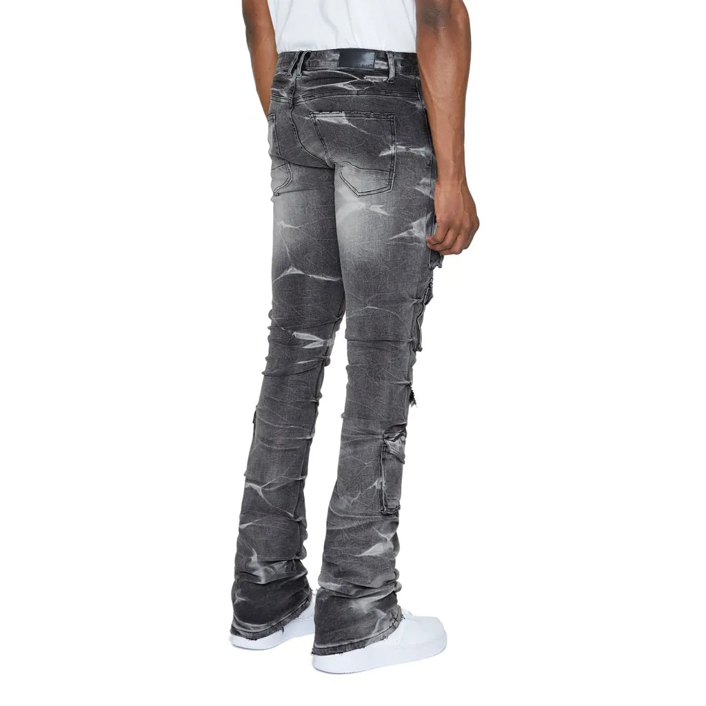 Stacked Utility Denim Jeans - Pluto Grey