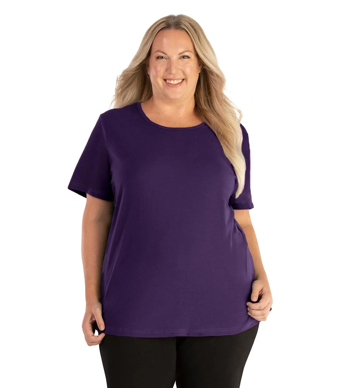 Stretch Naturals Lite Short Sleeve Scoop Neck Top Classic Colors