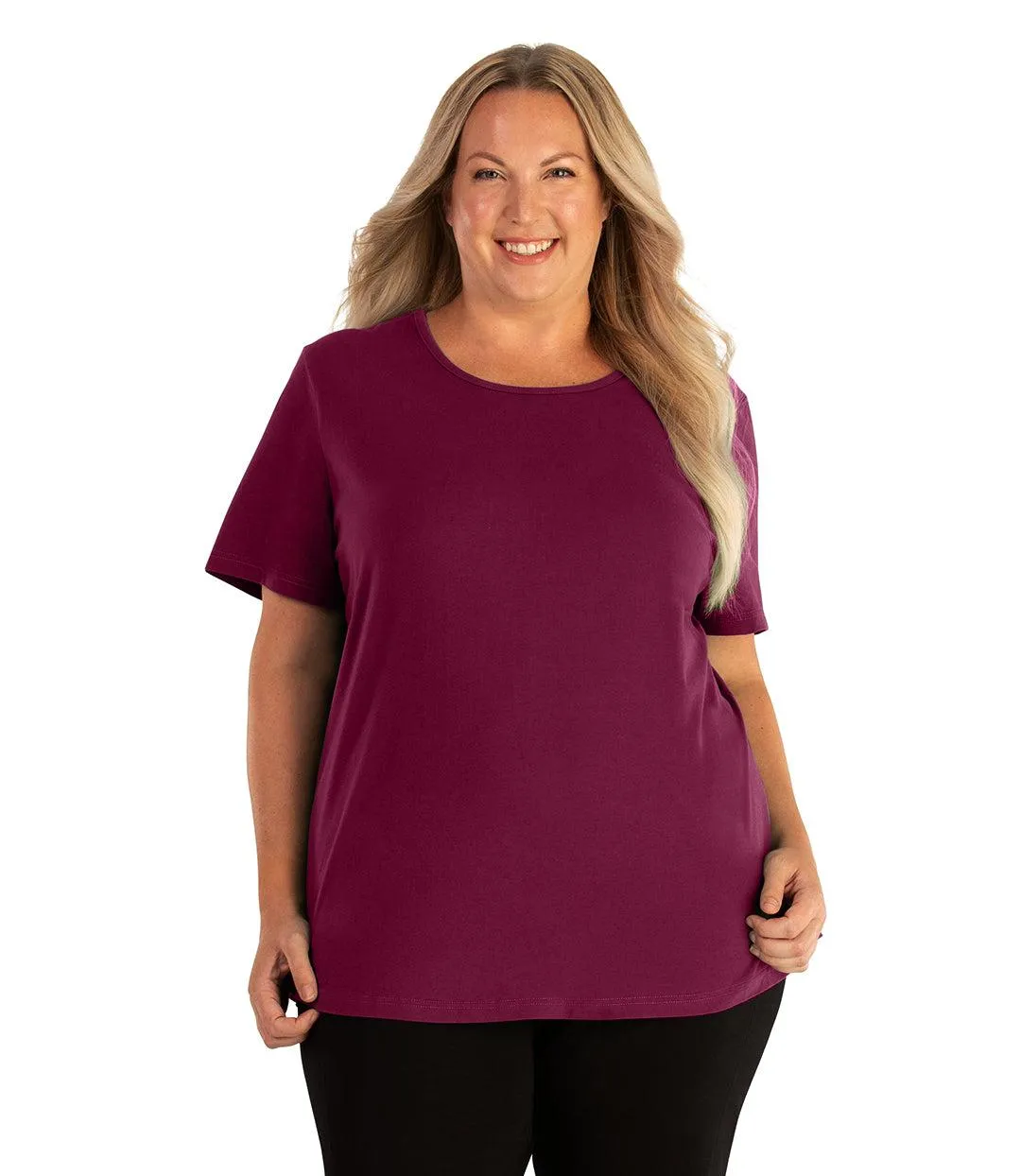 Stretch Naturals Lite Short Sleeve Scoop Neck Top Classic Colors