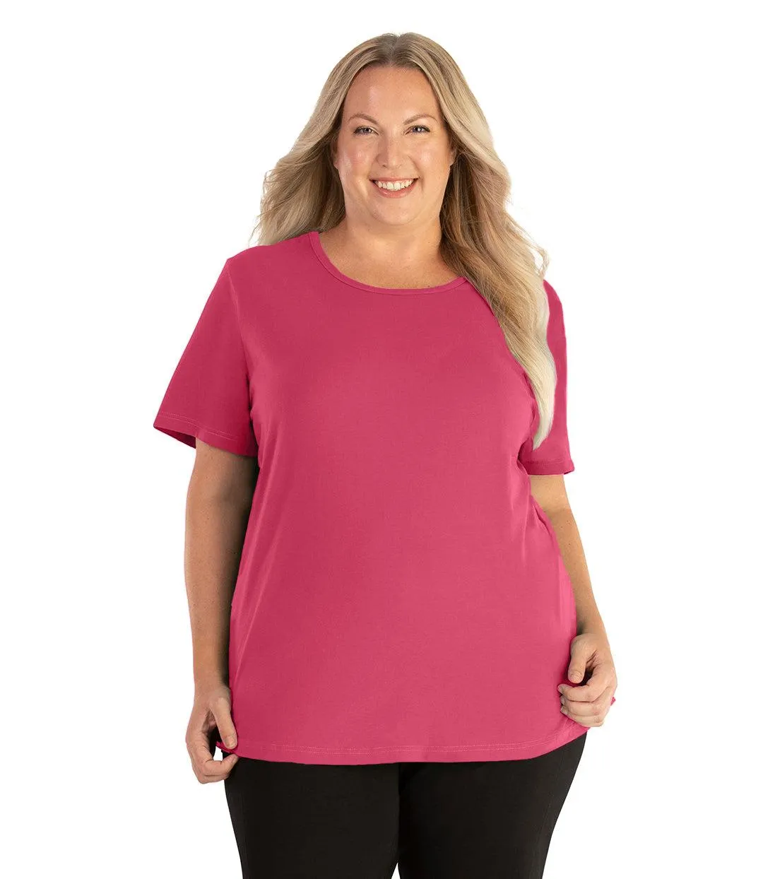 Stretch Naturals Lite Short Sleeve Scoop Neck Top Classic Colors