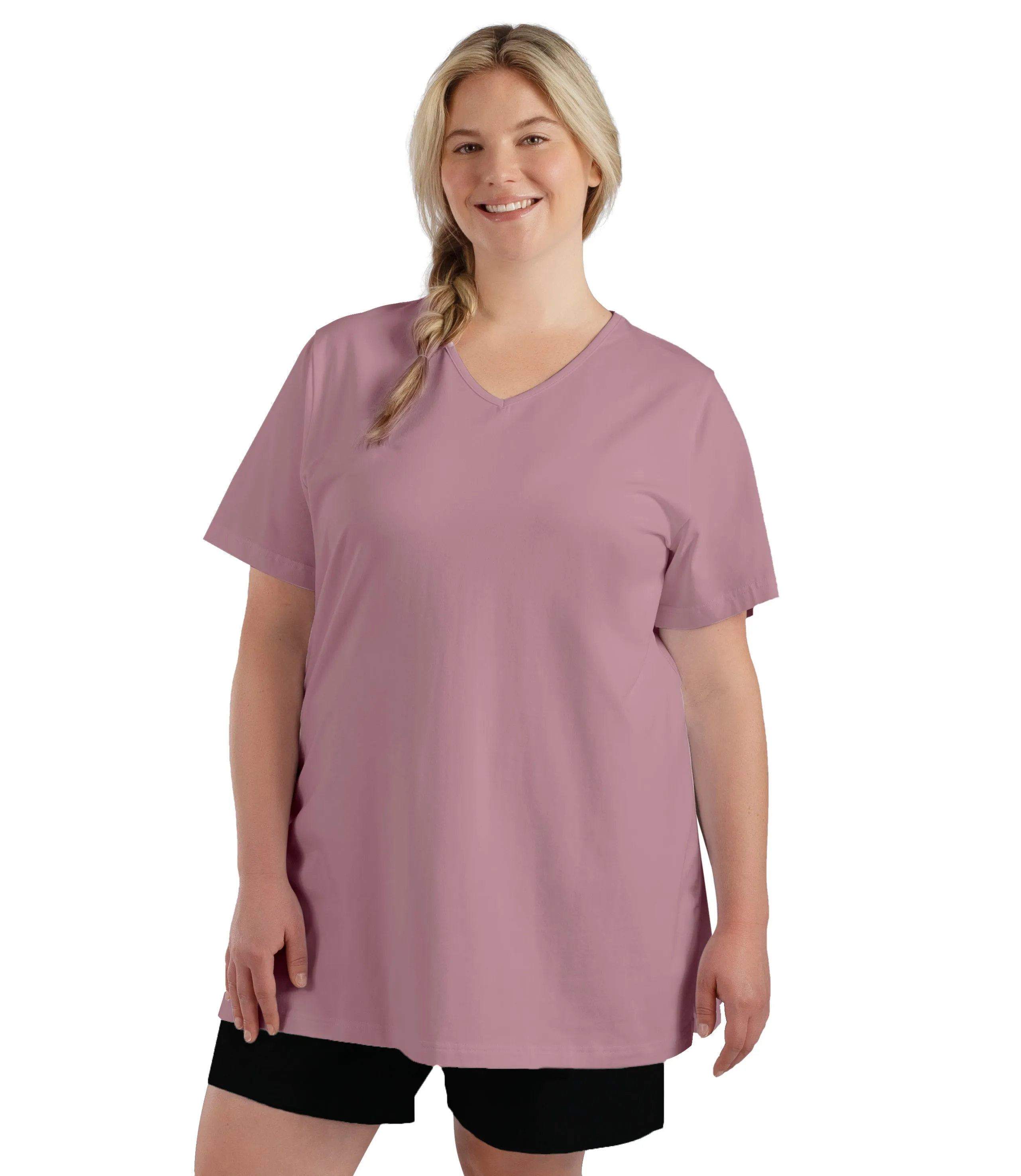 Stretch Naturals Lite V-Neck Short Sleeve Top Classic Colors - FINAL SALE