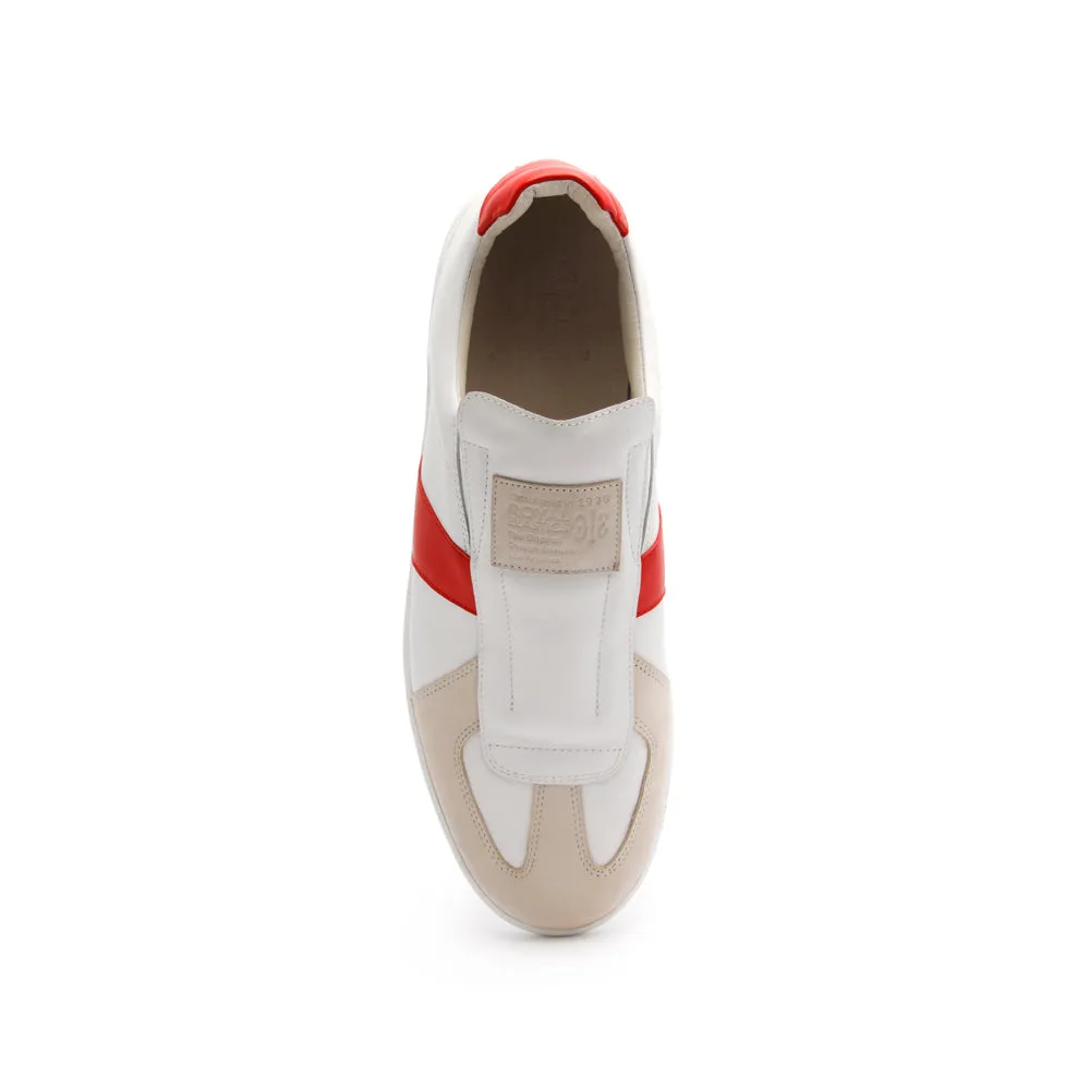 Women's Smooth White Red Leather Low Tops 91591-001