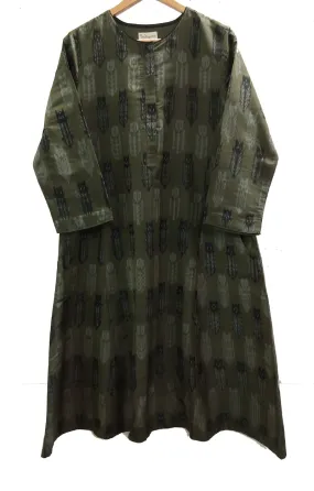 Yasmin Tulip Placket Silk Ikat Kurta