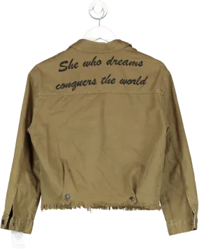 ZARA Green She Who Dreams Conquers The World Denim Jacket UK M